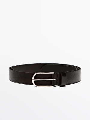 Pasek Ze Skóry Nappa - Czarny - Massimo Dutti - Male