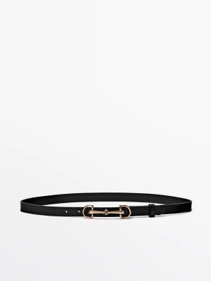 Pasek Ze Skóry Nappa W Jeździeckim Stylu - Czarny - M / 85cm - Massimo Dutti - Female