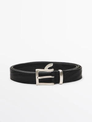 Pasek Ze Skóry Nappa Z Detalem Na Czubku - Czarny - - Massimo Dutti - Mężczyzna