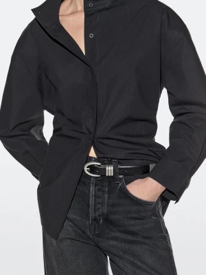 Pasek Ze Skóry Nappa Z Metalowym Detalem - Czarny - S / 80cm - Massimo Dutti - Female