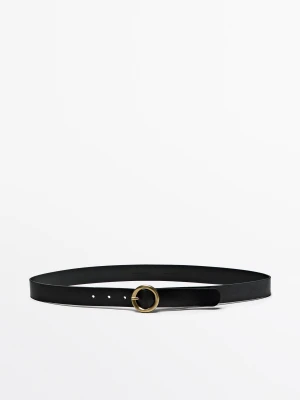 Pasek Ze Skóry Nappa Z Okrągłą Sprzączką - Czarny - S / 80cm - Massimo Dutti - Female