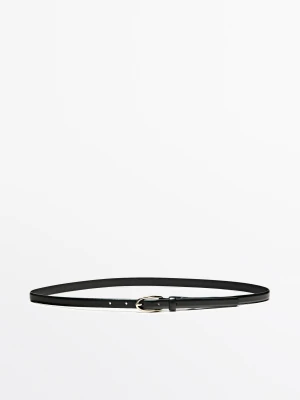 Pasek Ze Skóry Nappa Z Owalną Klamrą – Edycja Limitowana - Czarny - M / 85cm - Massimo Dutti - Female