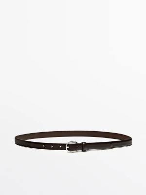 Pasek Ze Skóry Nappa Z Owalną Sprzączką - Brązowy - Xs / 75cm - Massimo Dutti - Female