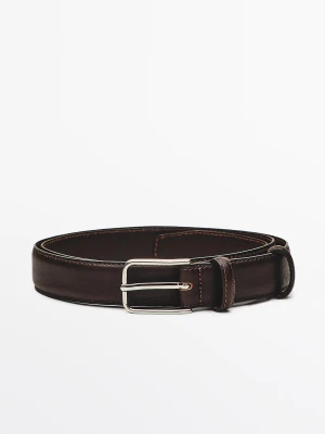 Pasek Ze Skóry Nappa Z Podwójną Szlufką - Brązowy - Massimo Dutti - Male