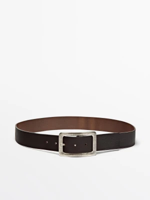 Pasek Ze Skóry Nappa Z Prostokątną Sprzączką - Brązowy - - Massimo Dutti - Kobieta