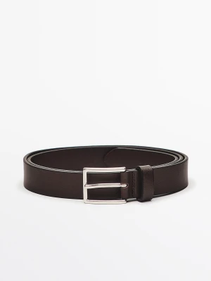 Pasek Ze Skóry Nappa Z Prostokątną Sprzączką - Brązowy - Massimo Dutti - Male