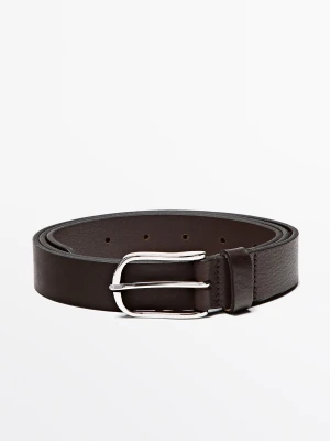 Pasek Ze Skóry Nappa Z Prostokątną Sprzączką - Brązowy - Massimo Dutti - Male