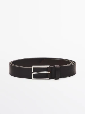 Pasek Ze Skóry Nappa Z Prostokątną Sprzączką - Brązowy - - Massimo Dutti - Mężczyzna