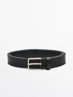 Pasek Ze Skóry Nappa Z Prostokątną Sprzączką - Czarny - Massimo Dutti - Male