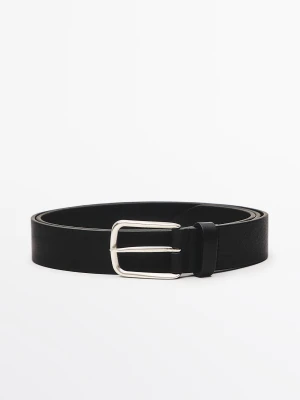 Pasek Ze Skóry Nappa Z Prostokątną Sprzączką - Czarny - - Massimo Dutti - Mężczyzna