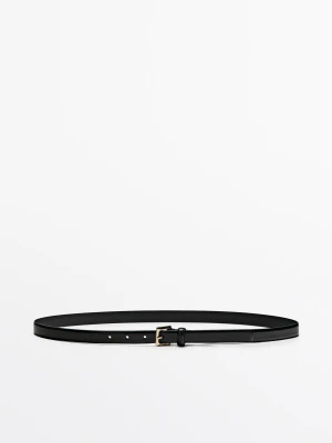 Pasek Ze Skóry Nappa Z Kwadratową Sprzączką - Czarny - S / 80cm - Massimo Dutti - Female