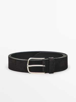 Pasek Ze Skóry Nappa Z Włosiem - Szary / Niebieski - Massimo Dutti - Male