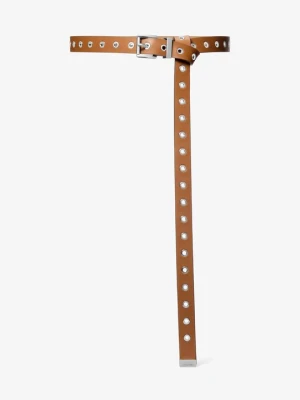 Pasek ze skóry z przelotkami Michael Kors BRĄZOWY (Brązowy)