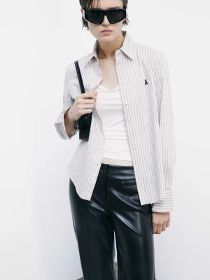 Pasiasta koszula z popeliny z logo PATRIZIA PEPE