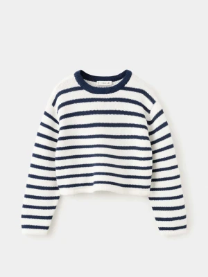 Pasiasty sweter crop granatowy - Dzieci - lata - MANGO KIDS