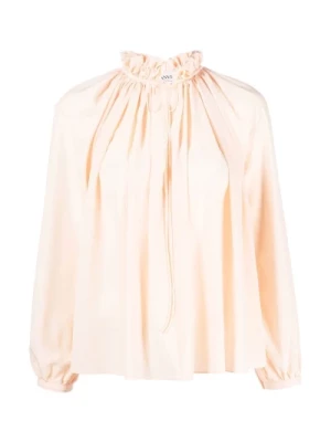 Pastelowa różowa bluzka z krepy Lanvin