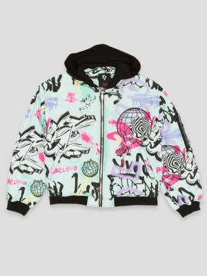 Pastelowa wzorzysta kurtka przejściowa we wzory graffiti Reporter