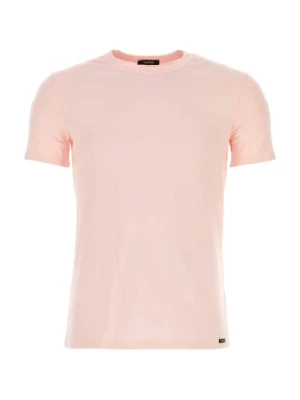 Pastelowy Różowy Bawełniany T-shirt Tom Ford