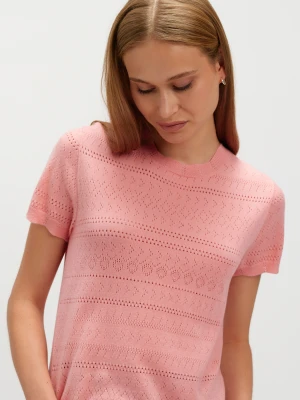 Pastelowy sweter z ażurowym haftem Top Secret