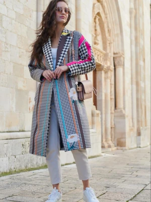 Patchworkowy płaszcz o klasycznym kroju Hypnotic Soul XS