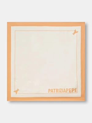 Patrizia Pepe apaszka jedwabna damski kolor beżowy wzorzysta 8F0081 A4X1