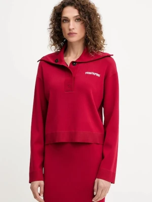 Patrizia Pepe bluza damska kolor czerwony z aplikacją 8K0307 K266