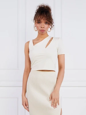 Patrizia Pepe Bluzka MAGLIA | Slim Fit ecru