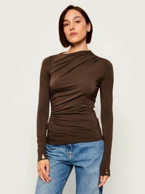 Patrizia Pepe Bluzka | Slim Fit | z dodatkiem wełny brązowy