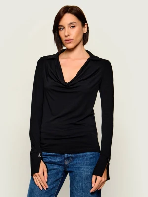 Patrizia Pepe Bluzka | Slim Fit | z dodatkiem wełny czarny