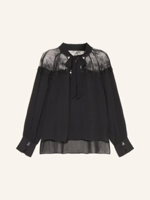 Patrizia Pepe Bluzka Z Kołnierzykiem I Koronką schwarz