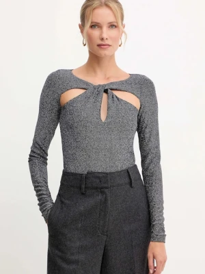 Patrizia Pepe body damska kolor srebrny gładka 2M4506 J340
