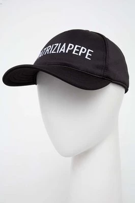 Patrizia Pepe czapka z daszkiem kolor czarny z aplikacją