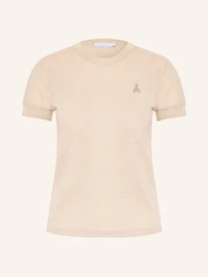 Patrizia Pepe Dzianinowa Koszulka Z Błyszczącą Przędzą beige