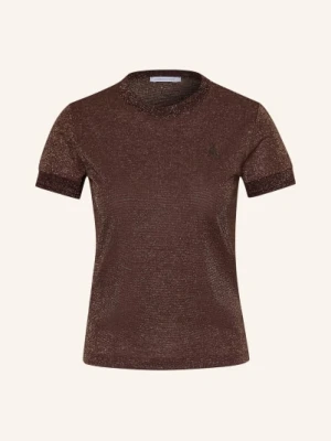 Patrizia Pepe Dzianinowa Koszulka Z Błyszczącą Przędzą braun