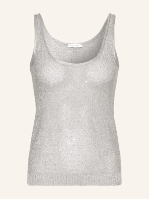 Patrizia Pepe Dzianinowy Top Z Cekinami silber
