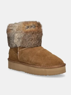 Patrizia Pepe Girl śniegowce zamszowe kolor brązowy PPD941