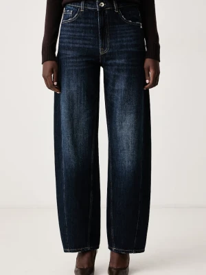 Patrizia Pepe jeansy relaxed fit damskie granatowy