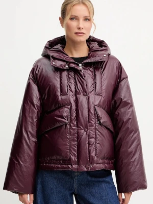 Patrizia Pepe kurtka kolor bordowy zimowa oversize 2O0183 A650