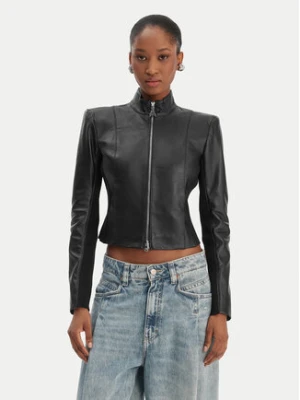 Patrizia Pepe Kurtka skórzana CO0001/L1HZ-K103 Czarny Regular Fit