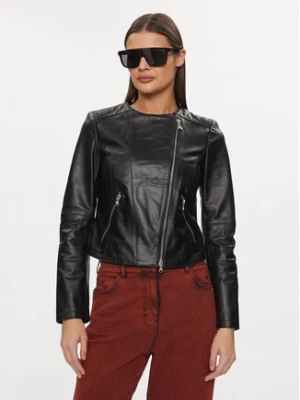 Patrizia Pepe Kurtka skórzana CO0361/L1HZ-K103 Czarny Regular Fit