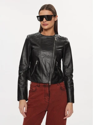 Patrizia Pepe Kurtka skórzana CO0361 / L1HZ-K103 Czarny Regular Fit
