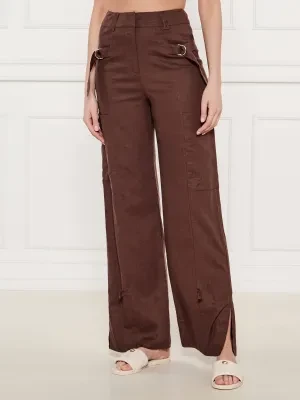 Patrizia Pepe Lniane spodnie cargo | Regular Fit
