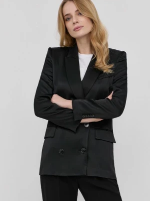 Patrizia Pepe marynarka kolor czarny dwurzędowa gładka 8S0410 A2HU
