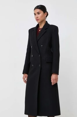Patrizia Pepe płaszcz wełniany kolor czarny przejściowy dwurzędowy