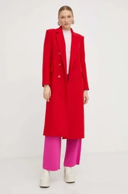 Patrizia Pepe płaszcz wełniany kolor czerwony przejściowy dwurzędowy