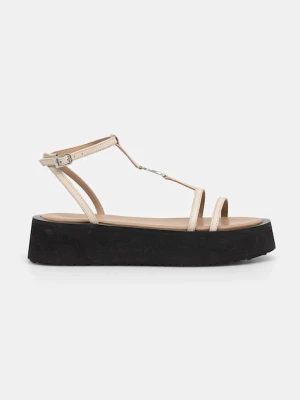 Patrizia Pepe sandały na platformie damskie skórzane