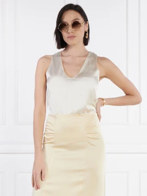 Patrizia Pepe Satynowy top | Regular Fit beżowy