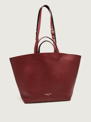 Patrizia Pepe Skórzana shopperka + saszetka Complete bordowy