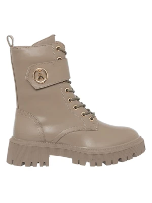 Patrizia Pepe Skórzane botki w kolorze szarobrązowym rozmiar: 36