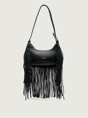Patrizia Pepe Skórzane hobo czarny